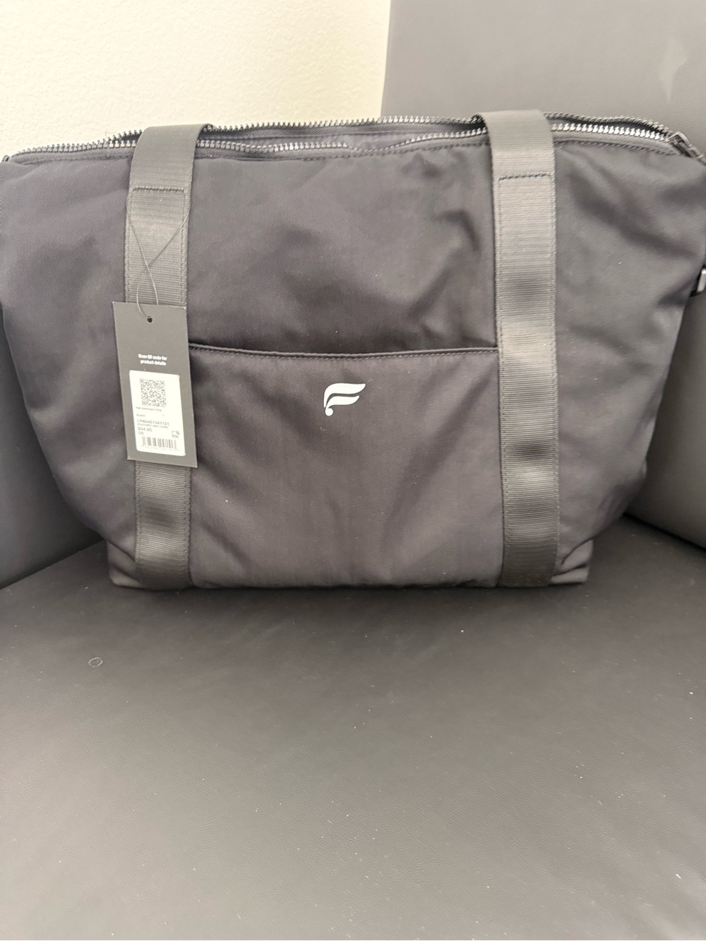 Fabletics Black Duffel Tote with Front Pocket